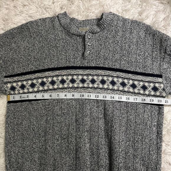 Vtg Alpine Ridge Rugged Wear Navy Patterned Henley Sweater Size M - Picture 6 of 7